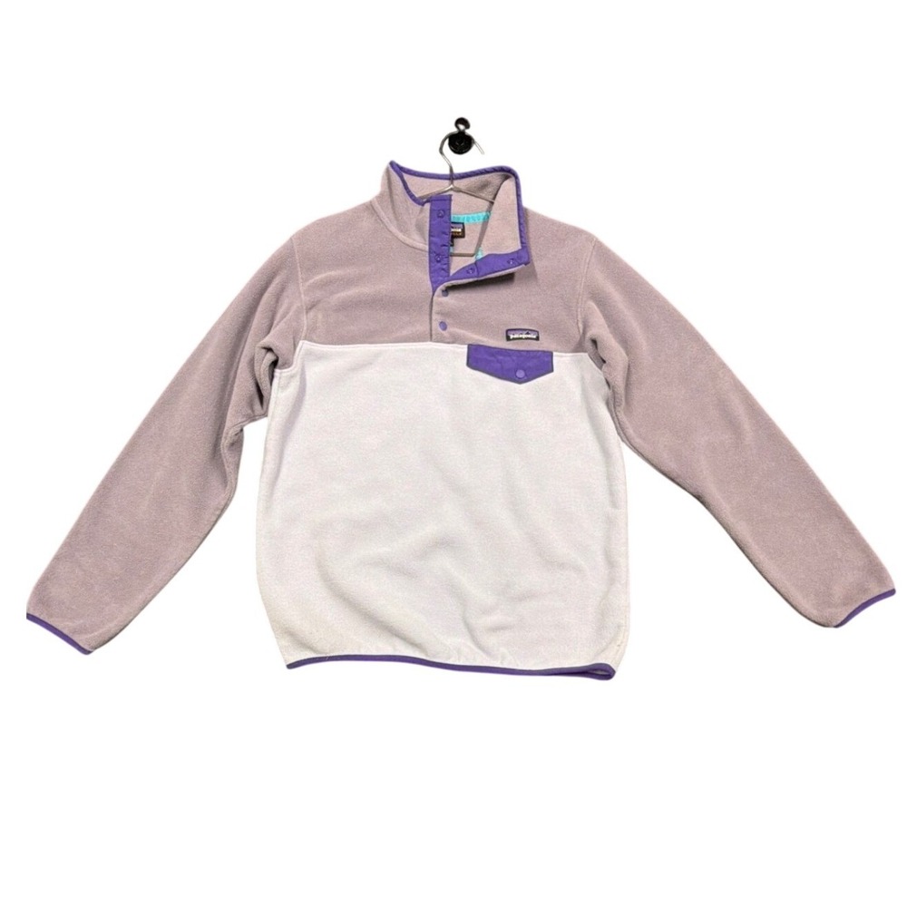 Patagonia Fleece Women M Purple Synchilla Snap-T Pullover Colorblock Gorpcore